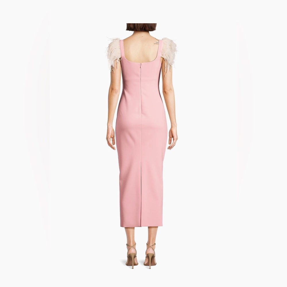 Likely Cameron Ostrich Feather-Trimmed Midi-Dress in rose shadow - Picture 5 of 15